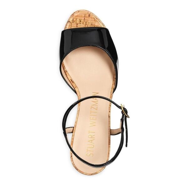 Stuart Weitzman Palmina Platform Wedge Sandals, Black, NWT, Size 37.5/7 - Picture 4 of 12